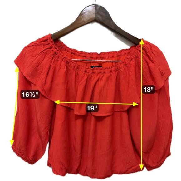 127 Only | Women’s Bold Red Off-the-Shoulder Blouse with ruffle details (size S) - Picture 8 of 12